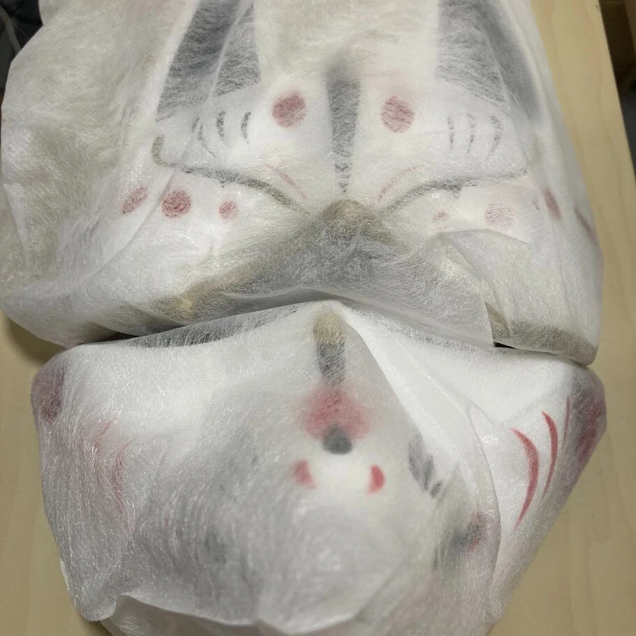 Komendo Top & Lower Half Face Fox Mask 2 Set Hand Painted Kitsune Paper Japan - Image 3 of 4