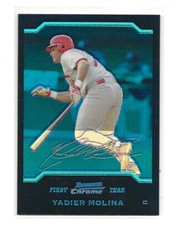 2004 Bowman Chrome Yadier Molina Uncirculated Blue Refractor 186/290 Future HOF