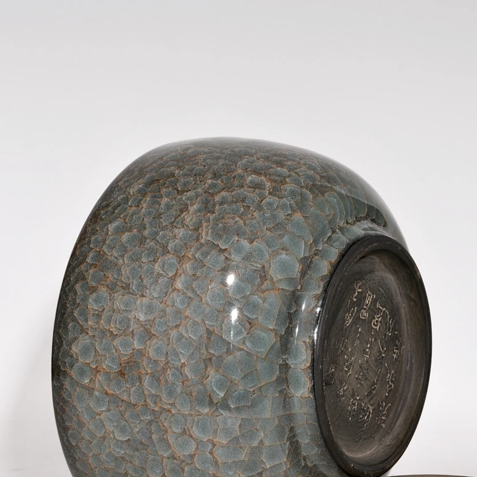 8" China old Antique Song dynasty Porcelain guan kiln marked Gray Ice crack bowl - Image 4 of 4