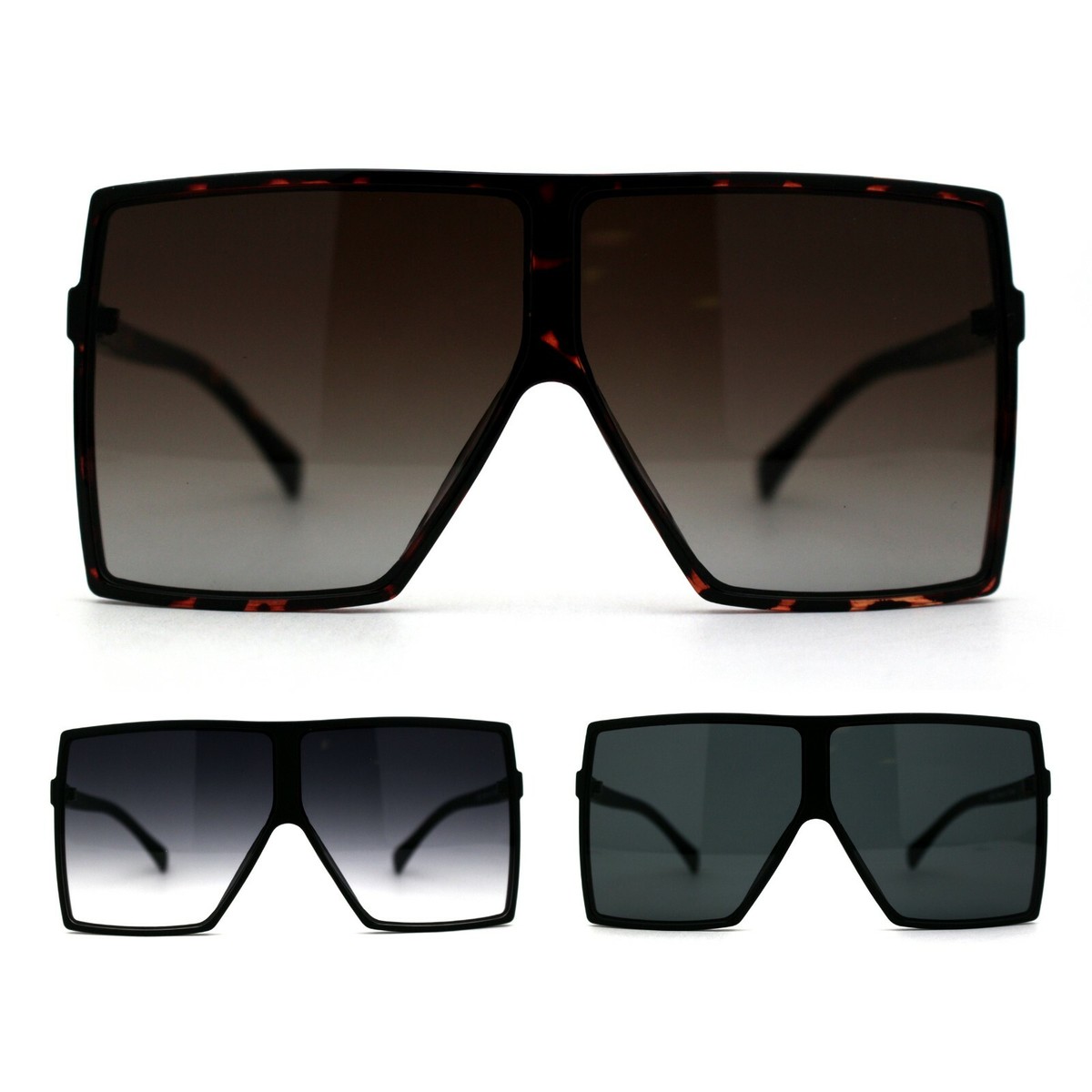 80s Squared Rectangular Thin Plastic Oversize Sunglasses | eBay