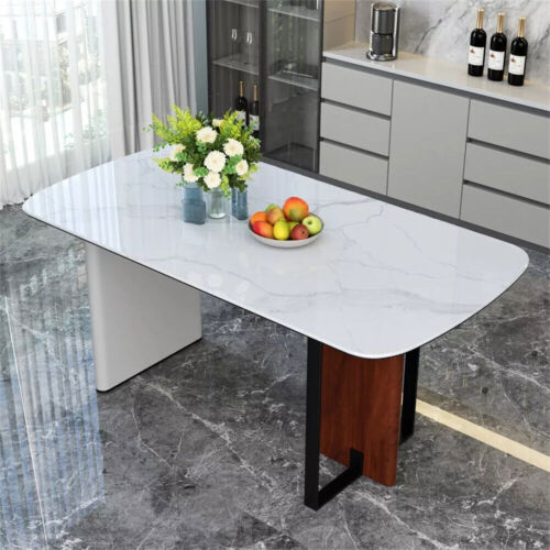 Rectangular Marble Dining Table Luxury Family Dinner Tables Kitchen Living Room - Picture 2 of 16