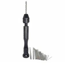 26pcs Mini Micro Hand Drill Bits Small Manual Keyless Chuck Pin Vise Rotary Tool