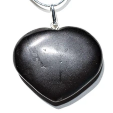 CHARGED Himalayan Black Tourmaline HEART Pendant + 20" Stainless Steel Chain