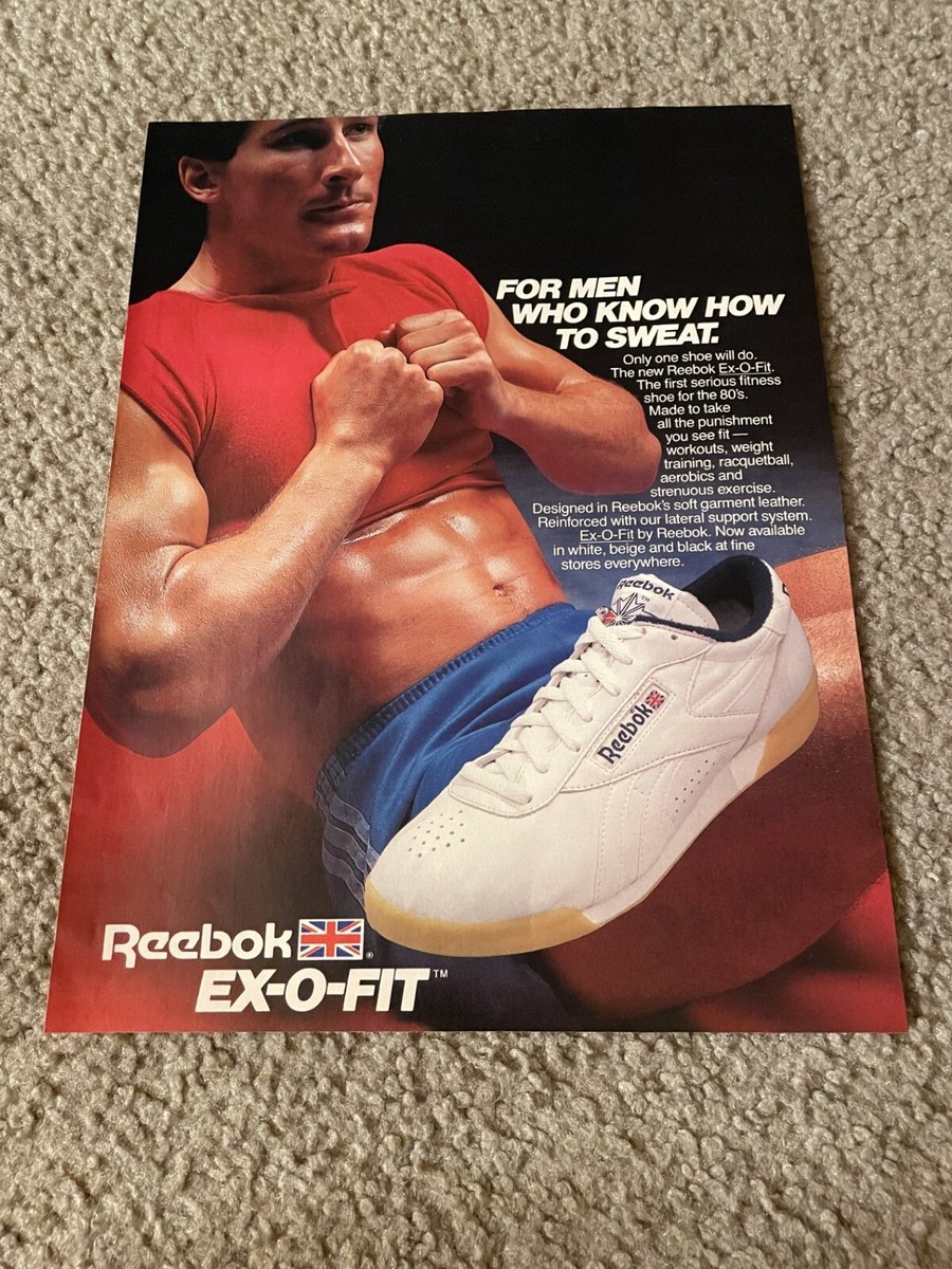 Vintage 1984 REEBOK EX-O-FIT Shoes Poster Print Ad 1980s WHITE