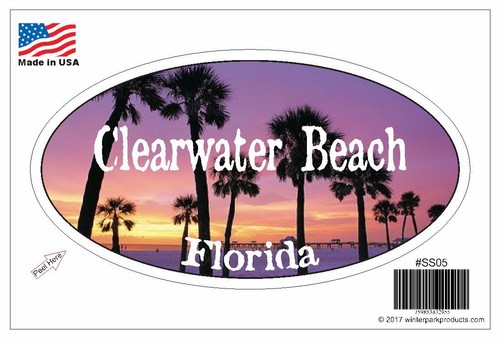 Autocollant Pare-chocs Clearwater Beach Florida Ovale - SS01, Vinyle Résistant, Parfait Pour Les Souvenirs De Vacances