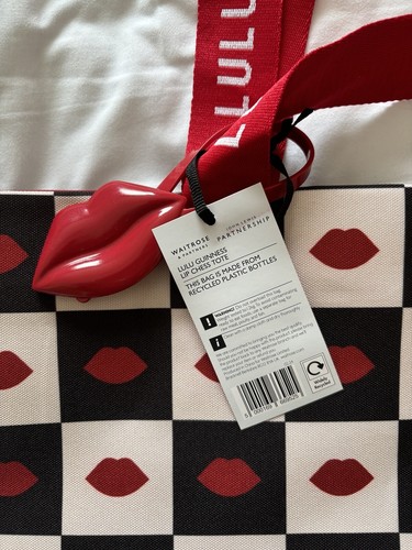 Lulu Guinness Waitrose Check Lips Crown Shopping Tote Bag Handbag New With Tags - Picture 2 of 4