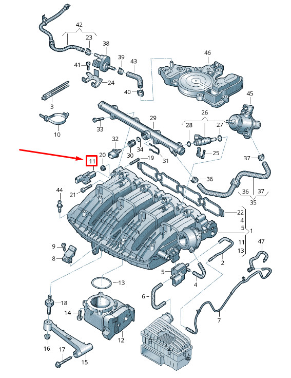 Capteur de température du collecteur d'admission pour VW Passat B8 3G 06N907386