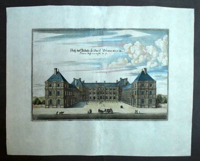 Chateau De Maison Rouge A Bruere-Sur-Loir Engraving Aquarelle Merian ...