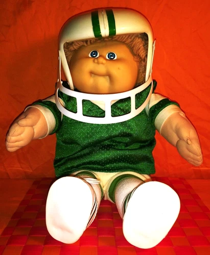 Cabbage Patch Kids, Football boy, with helmet, light brown hair, vtg, 18" H by C
