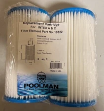 2 PACK REPLACEMENT CARTRIDGE FOR INTEX A & C FILTER ELEMENT #10522 POOLMAN USA