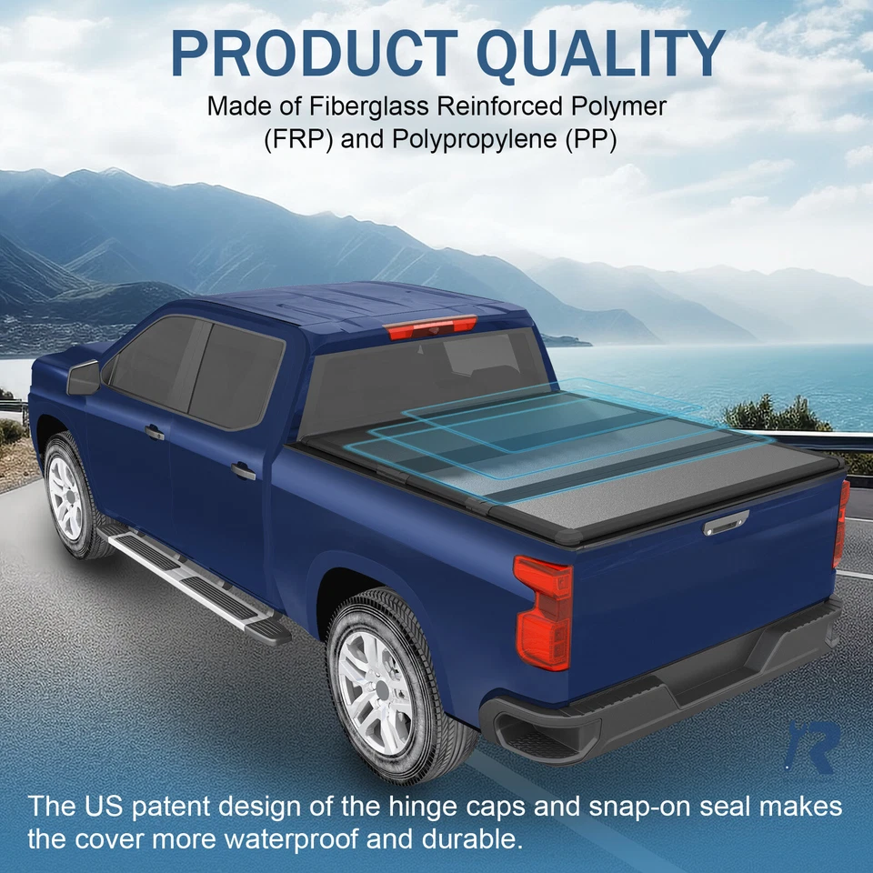 Cubierta rígida triple plegable para cama de 6,5 ft apta para Silverado Sierra 1500 2007-2013 Foto 4 de 4