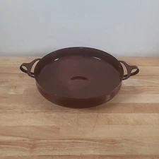 Vtg Mid Century DANSK Kobenstyle Brown 10 Inch Paella Pan Enamel