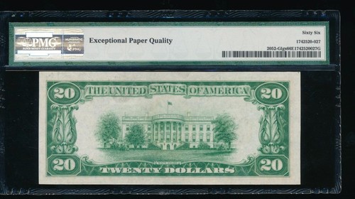 AC 1928B $20 Chicago sello verde claro LGS PMG 66 EPQ FR 2052-G - Imagen 2 de 2