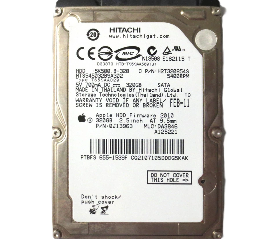 Hitachi HTS545032B9A302 0J13963 DA3846 (CQ2) Thailand 2.5" 320gb Sata HDD 2011 - Image 3 of 4