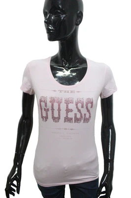 GUESS T-Shirt L Rosa Logo Strass Hell Sonderausgabe T-Shirt Gebraucht - Bild 1 von 4