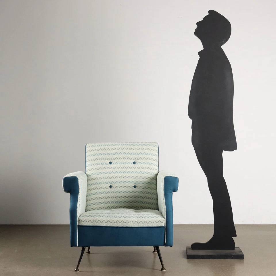 Sillón Vintage Colección Prisma Tela Metal Italia Años 50-60 Restaurado Foto 2 de 4