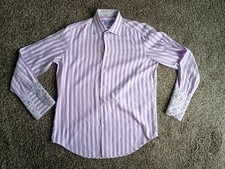 Robert Graham Purple/White Stripe Button Up Size 38 15 Small See Description