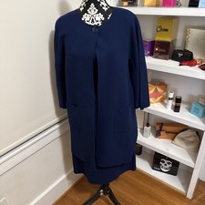 ST. JOHN 2 Piece Sz 10 Wool Dress Sz 8 Topper Lapis Blue Lovely Old Classic