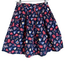 Vintage Esprit Girls Size 10 Blue Corduroy Pleated Skirt Pockets Queen Tea Rose