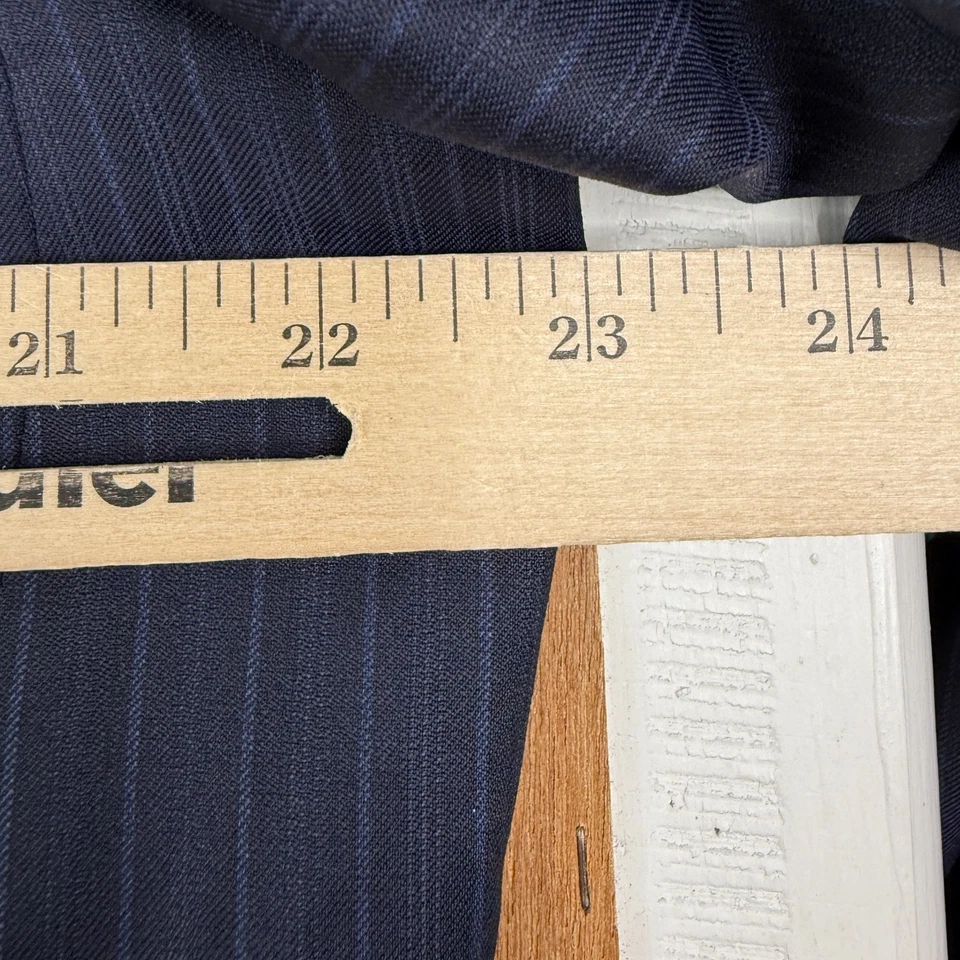 Saks Fifth Avenue Suit Mens 44R Navy Blue Pinstripe 2 Button Ermengildo Zegna - Image 3 of 4