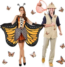 17 Pcs Halloween Couple Costume for Adult Butterfly and Catcher Costume...