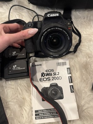 Canon EOS Rebel SL2 Digital SLR Camera Kit Black 18-55mm Lens Wi-Fi Flash Bag