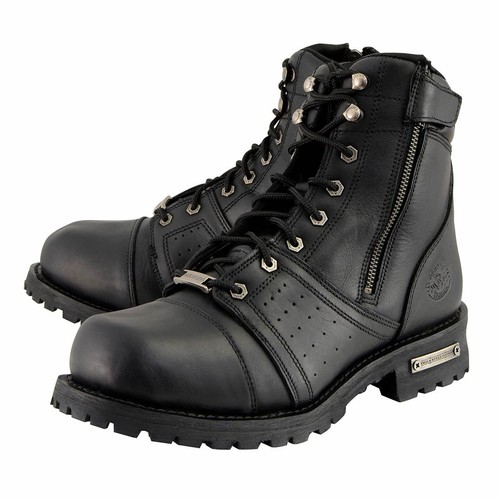 Milwaukee Leather Men's Black Lace-Up Wide-Width Motorcycle Leather Boots with - Bild 5 von 10
