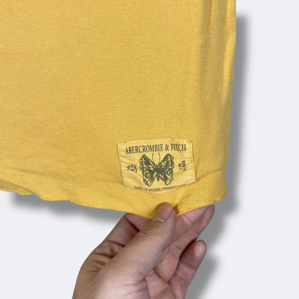 Винтажный Y2k Abercrombie Fitch бабочка Cami Майка женщин XS желтый минималистский - Изображение 2 из 4