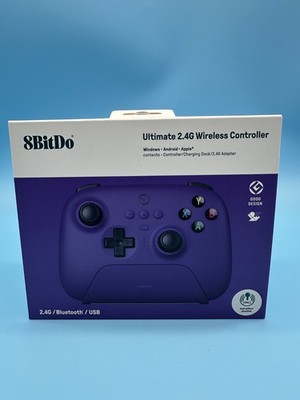 8Bitdo Ultimate 2.4G Wireless Controller Purple Hall Effect New With Dock