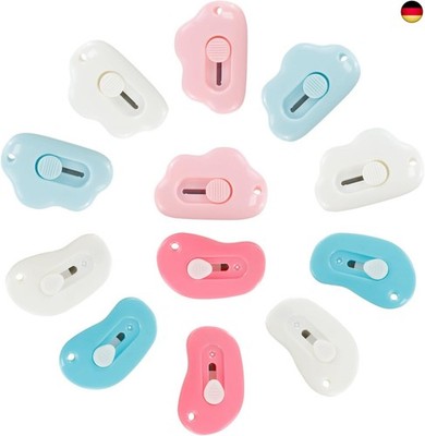 12Pcs Mini Box Opener, Cute Box Cutter, Cloud Art Messer mit Schlüsselanhänger L