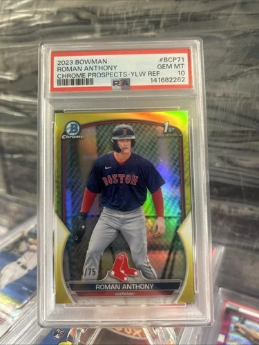 2023 Bowman Chrome Mega Box Yellow Refractors #BCP71 Roman Anthony /75 PSA 10🔥