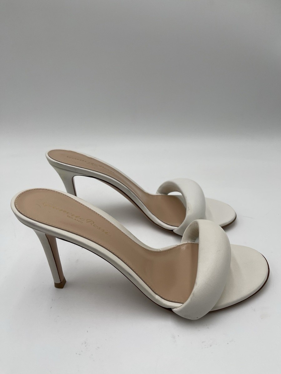 Gianvito Rossi ホワイトミュール Women's Gianvito Rossi Bijoux 85mm White leather mules Size 37.5