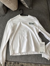 NWT Lululemon Cotton French Terry Crewneck Tennis Club White And Green