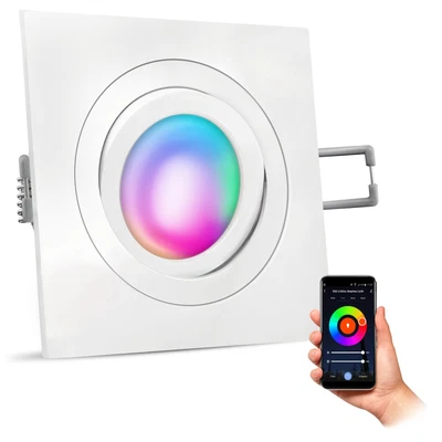 QF-2 Einbaustrahler schwenkbar mit RGB GU10 Wifi Spot dimmbar Einbauleuchte - Bild 1 von 4