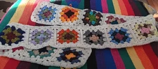  Handmade Crochet Granny Square 68x6 Inch Scarf Woodsy Color Theme BOHO 《New》