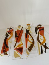 4 Studio Art Fused Stained Glass Abstract Window Sun Catchers 8  X 2  
