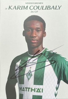 Karim Coulibaly Handsignierte Autogrammkarte SV Werder Bremen 26/27 Abgang