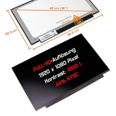 16,1'' LED Display matt Ersatz für Honor MagicBook Pro HYLR-WFQ9 144Hz Full HD 