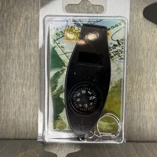 Explorer Multifunction Keychain 4 in 1 Whistle Magnifier Compass Thermometer NEW