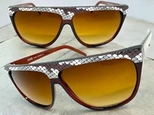 Oversize Classic 70's Vintage Retro Style SUNGLASSES Large Brown Snakeskin Frame