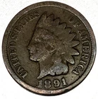 1891 Indian Head Cent Penny Good Condition 1c One Cent US Coin- 2215