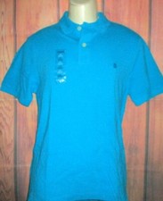 MENS IZOD HAWAIIAN OCEAN BLUE POLO SHIRT SIZE S