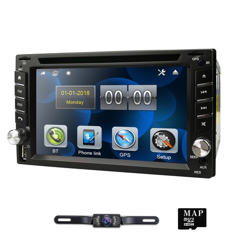 Double 2DIN Stereo Car CD DVD Player GPS Nav FM Touch Screen Radio