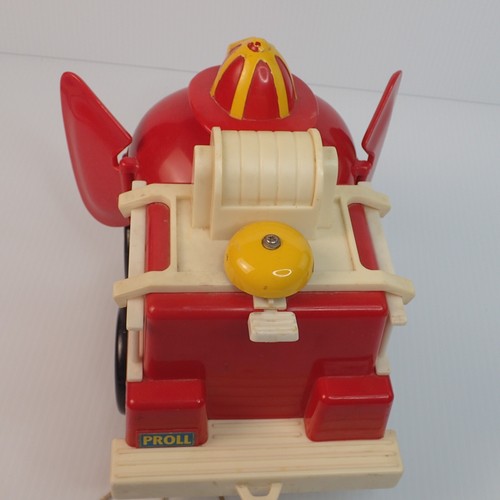 Vintage 1985 Proll Toys Fire Truck Toy Red Wheels Elephant Fire Trunk Bell Kids - Picture 8 of 14