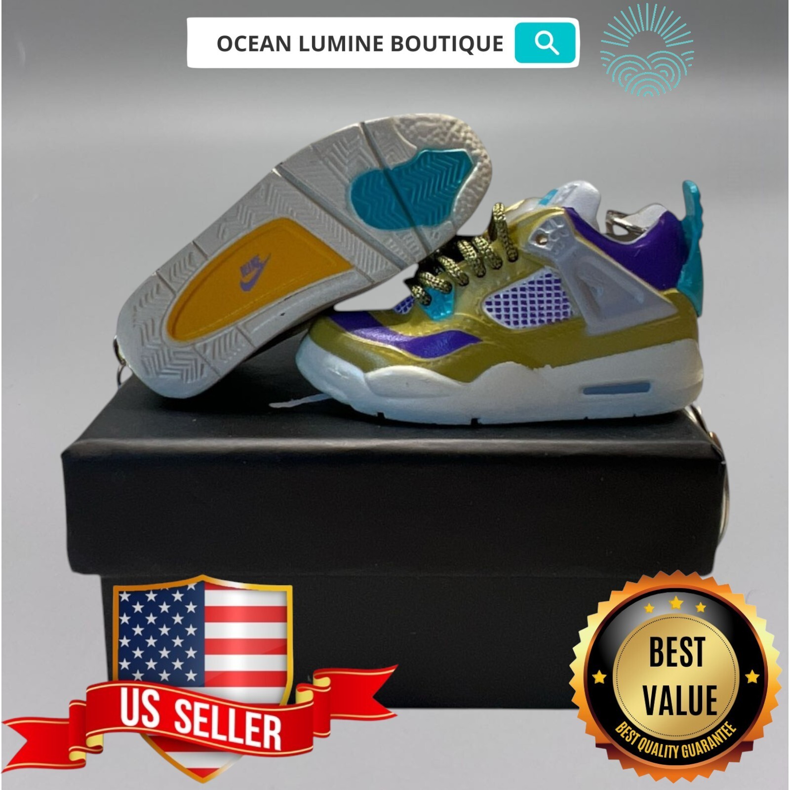 Air Jordan 3D Mini Sneaker Keychain, Shoe Keyring Shoe Box, Display Box Option