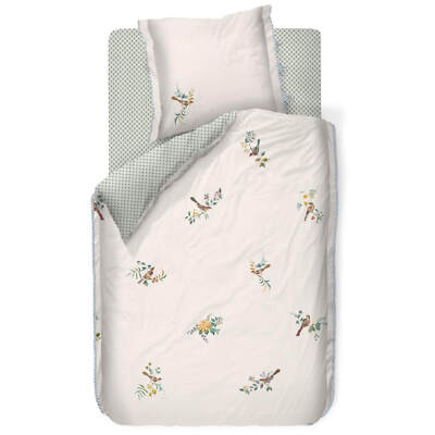 Bettwäsche Vögel Zweige Pip Studio Little Birds White Bogenmuster Grün Perkal