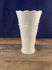 Vintage Milk Glass Teardrops And Pearls Medium White Vase Vintage Scalloped — photo 3