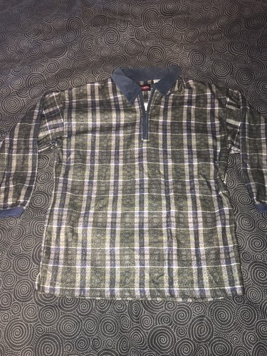 Quarter Zip Plaid Fleece Jacket Size 