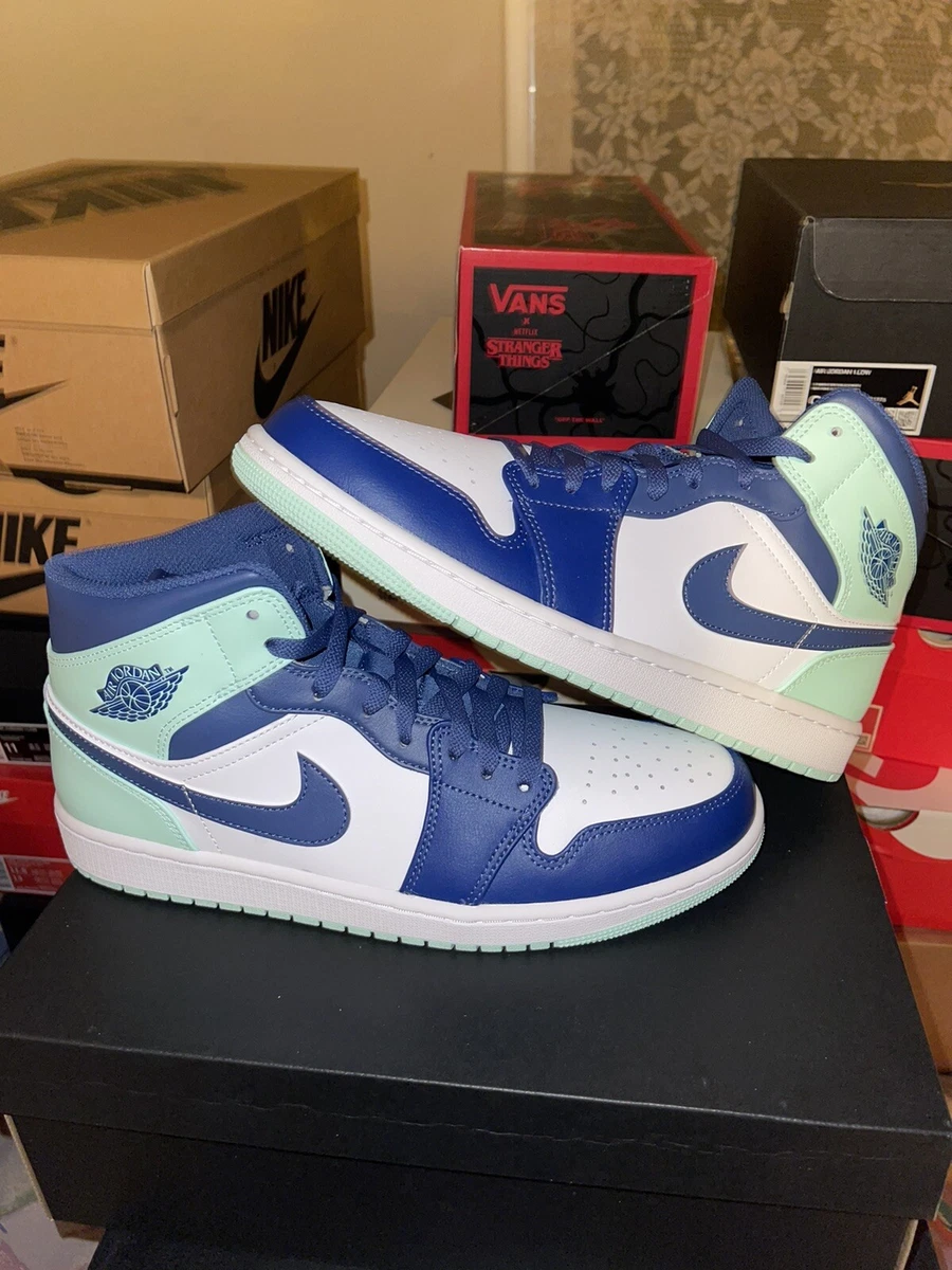 Nike Air Jordan 1 Mid Shoes Mystic Navy Mint Foam 554724-413 Size 11 Men's  | eBay
