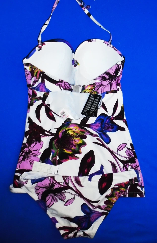 Próximo Conjunto Tankini Floral Halter 32D y 2 x Calzoncillos Talla 6 Azul Púrpura Nuevas Etiquetas Nuevo con Etiquetas Foto 4 de 4